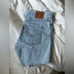 mid length Levi’s denim cut off shorts